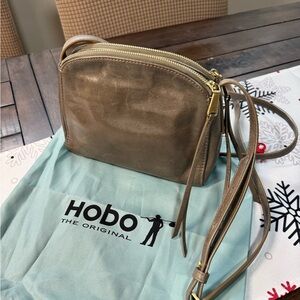 HOBO leather crossbody bag, light grey